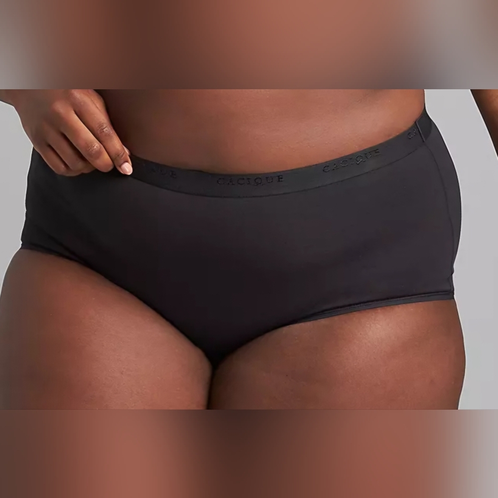 Cacique Intimates Cotton Full Brief Panty 14/16 Black (set of 6 pairs)